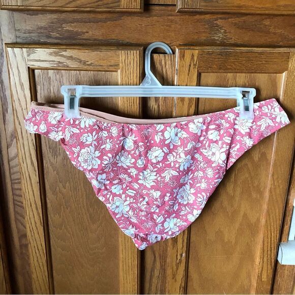 J Crew Pink Floral Tossed Curved Waist Cheeky Bikini Bottom - XXL - Picture 6 of 7